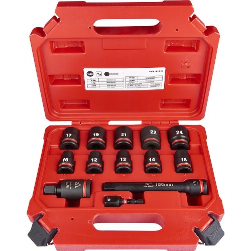 Kraftpipesett 1/2" mm MILWAUKEE Shockwave Impact 13 deler
