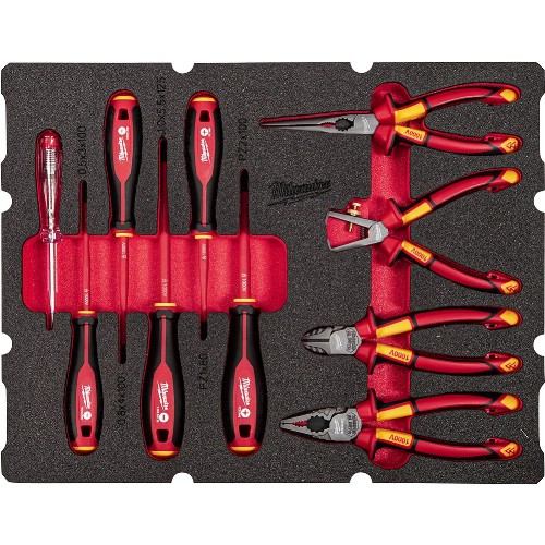 Verktøysett MILWAUKEE Skuminnlegg Packout 10 deler 1000 V